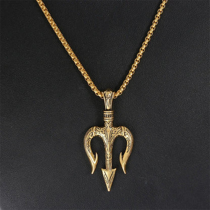 Vintage Poseidon Trident Pendant Necklace.