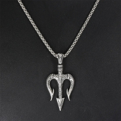 Vintage Poseidon Trident Pendant Necklace.