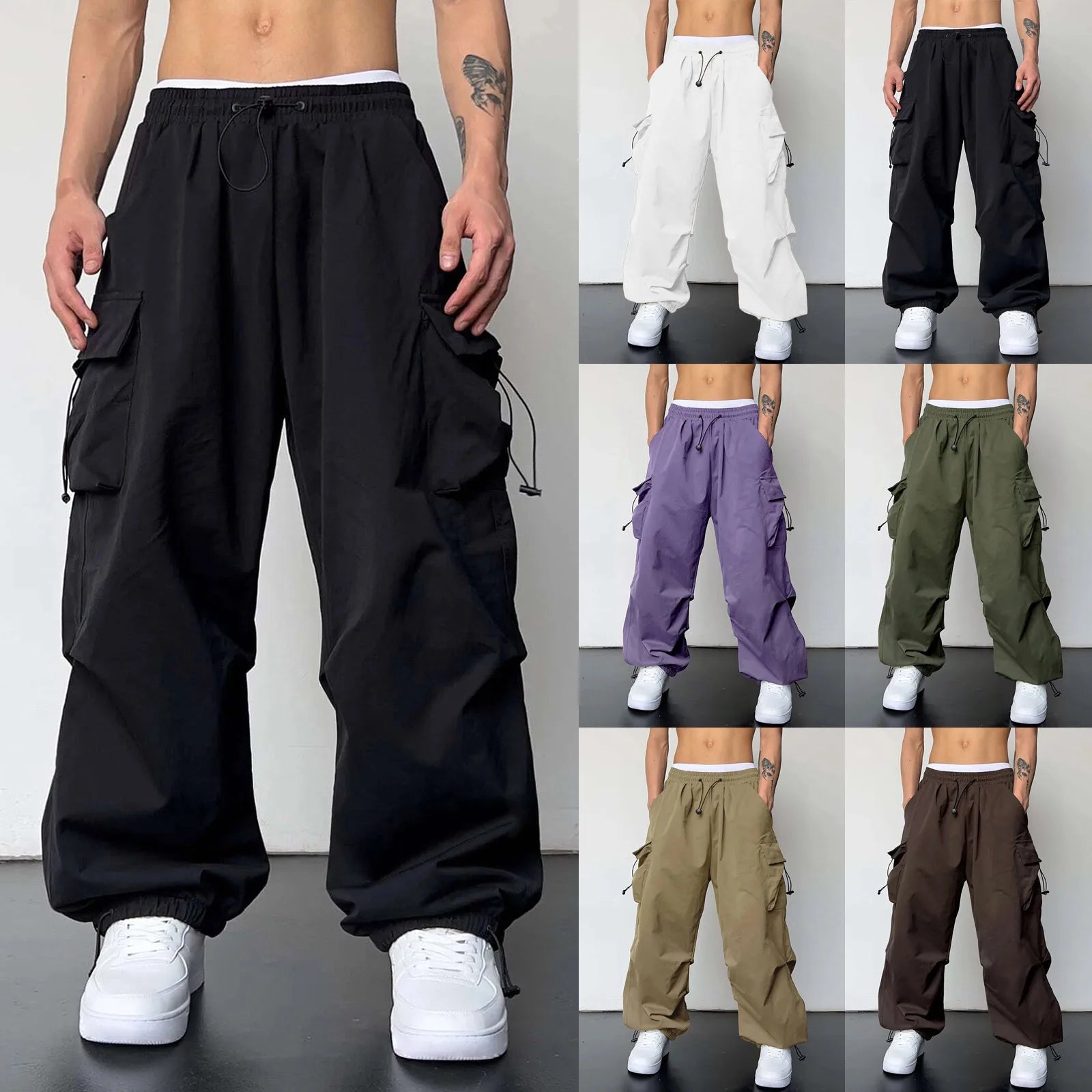 Oversized Cargo Pants Streetwear Vintage Baggy Pants Parachute Pants.