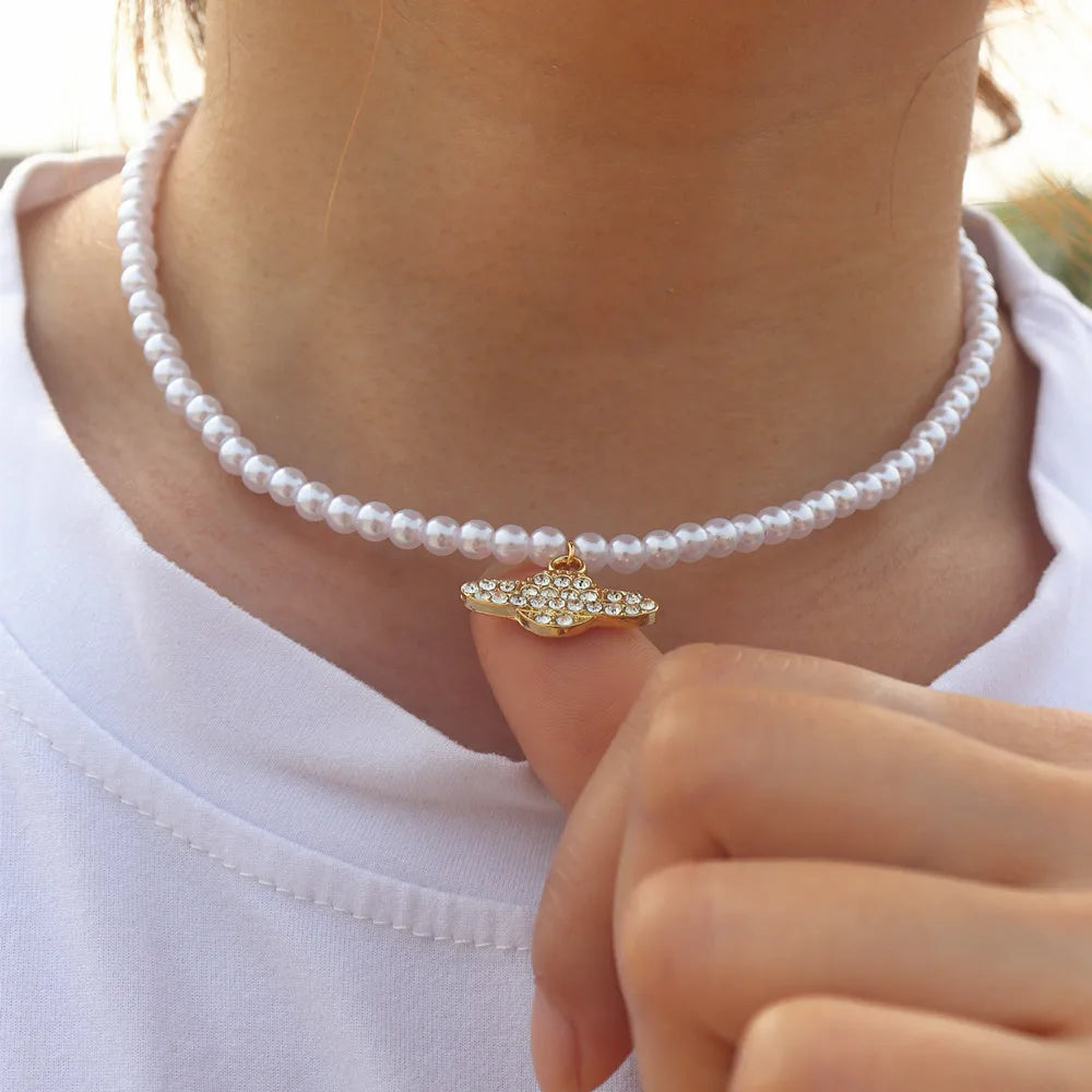 Vintage Saturn Pearl Necklace.